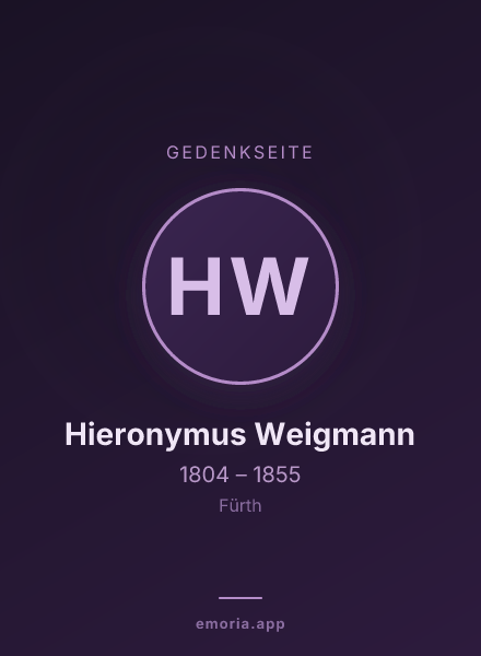 Gedenkportrait von Hieronymus Weigmann