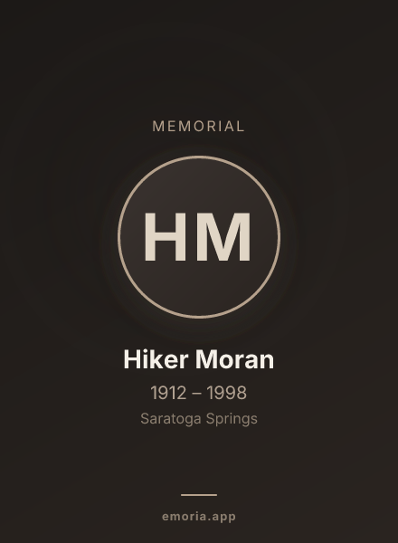 Memorial portrait of Hiker Moran