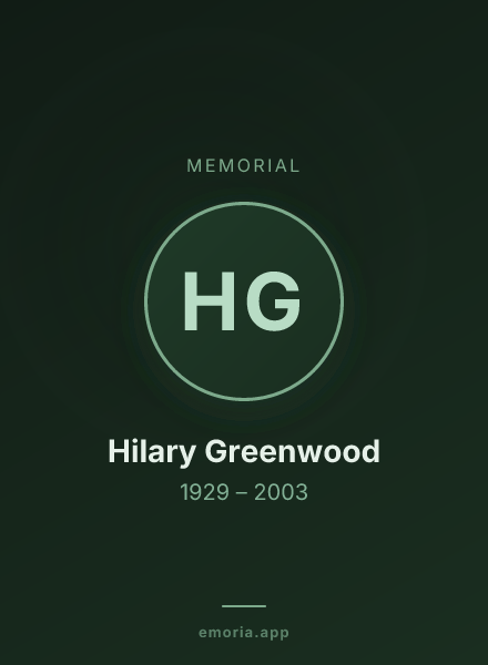 Memorial portrait of Hilary Greenwood