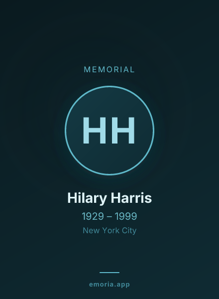 Memorial portrait of Hilary Harris