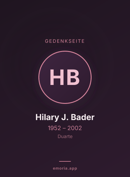 Gedenkportrait von Hilary J. Bader