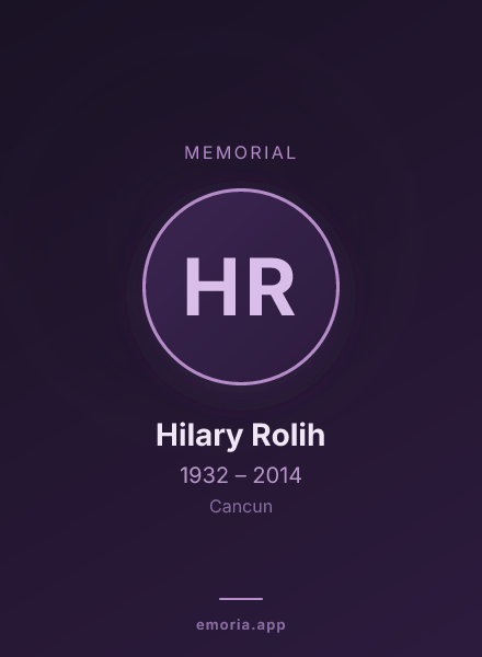 Memorial portrait of Hilary Rolih