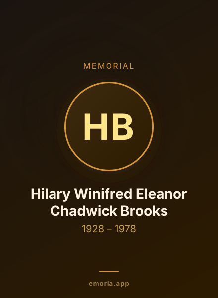 Memorial portrait of Hilary Winifred Eleanor Chadwick Brooks