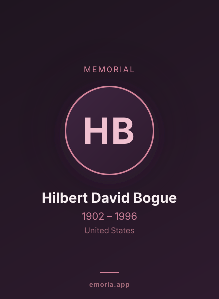 Memorial portrait of Hilbert David Bogue