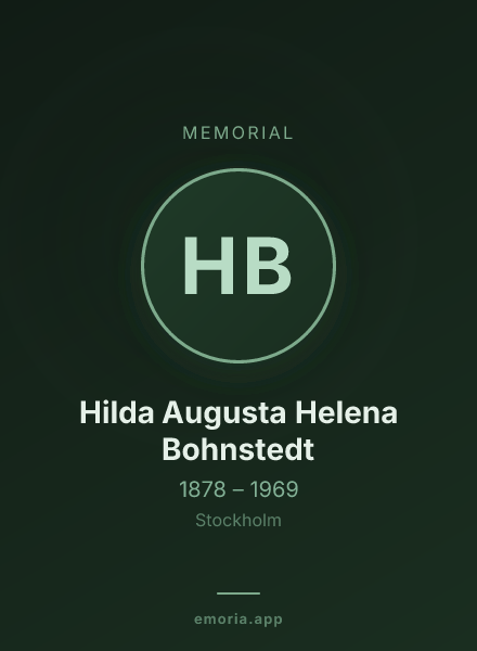 Memorial portrait of Hilda Augusta Helena Bohnstedt