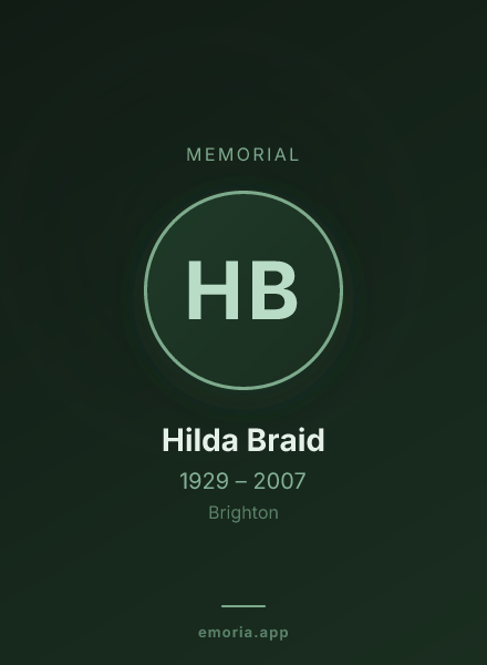 Memorial portrait of Hilda Braid