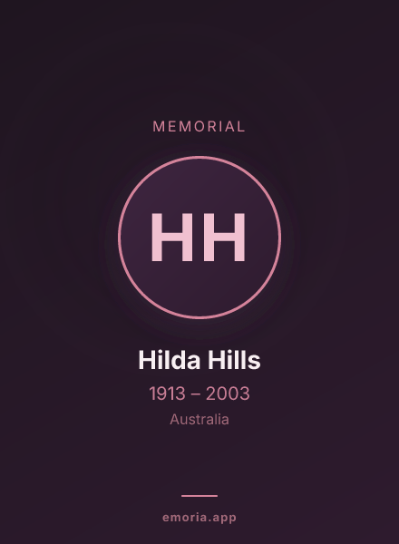 Memorial portrait of Hilda Hills