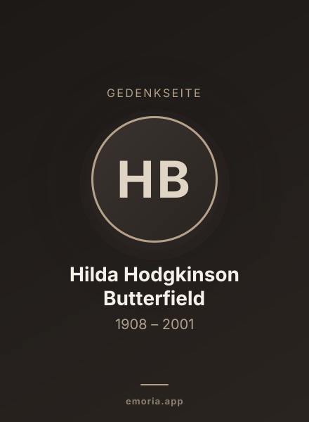 Gedenkportrait von Hilda Hodgkinson Butterfield