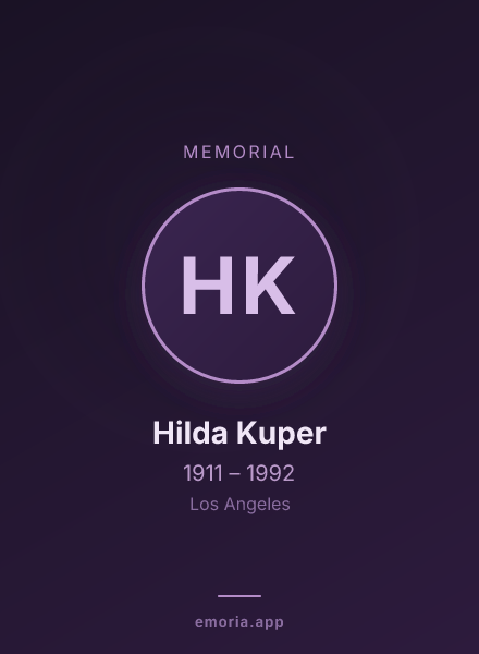 Memorial portrait of Hilda Kuper
