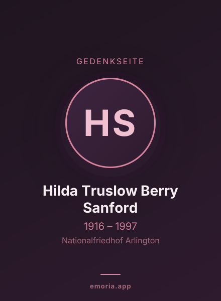 Gedenkportrait von Hilda Truslow Berry Sanford