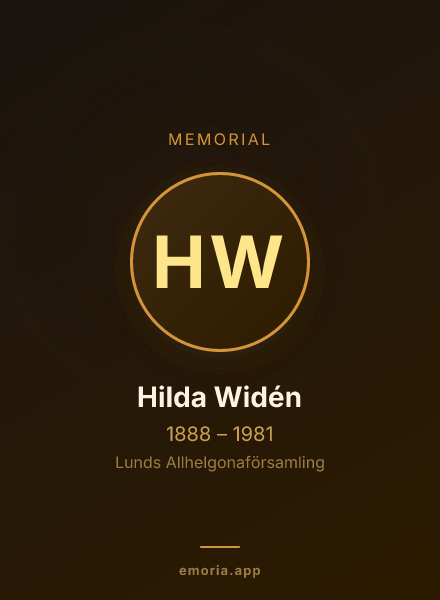 Memorial portrait of Hilda Widén