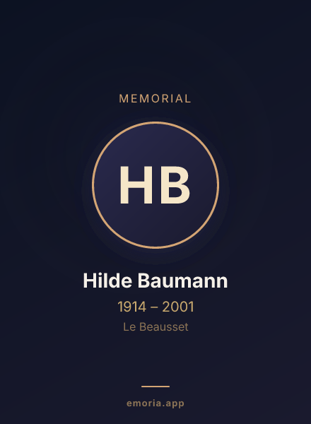 Memorial portrait of Hilde Baumann
