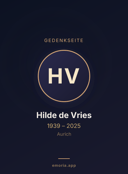 Gedenkportrait von Hilde de Vries