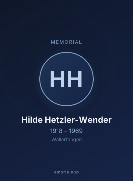 Memorial portrait of Hilde Hetzler-Wender