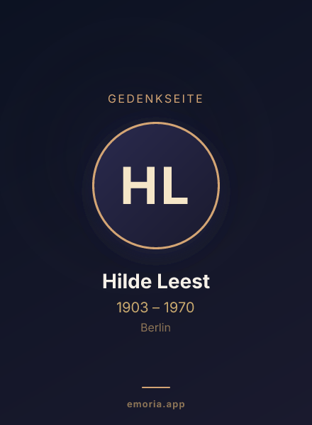 Gedenkportrait von Hilde Leest