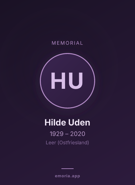 Memorial portrait of Hilde Uden