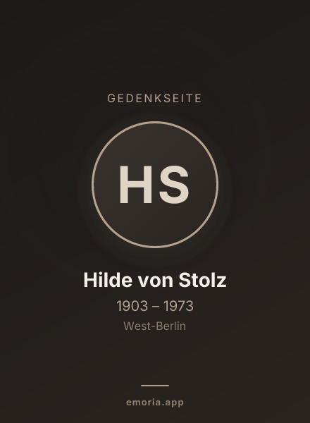 Gedenkportrait von Hilde von Stolz