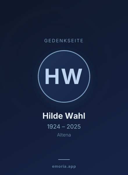 Gedenkportrait von Hilde Wahl