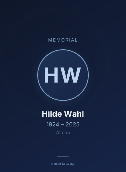 Memorial portrait of Hilde Wahl