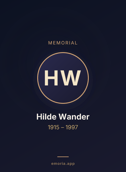 Memorial portrait of Hilde Wander