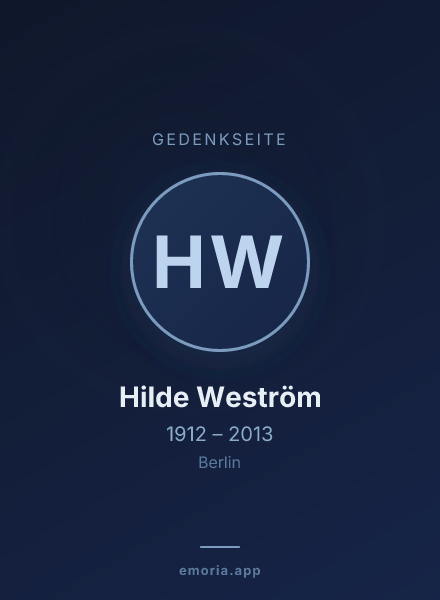 Gedenkportrait von Hilde Weström