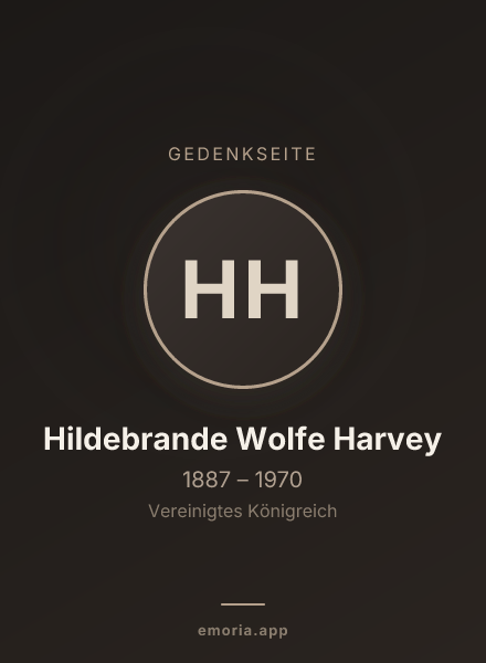 Gedenkportrait von Hildebrande Wolfe Harvey