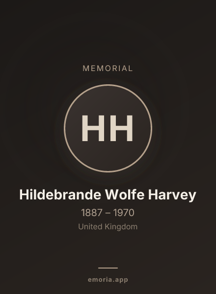 Memorial portrait of Hildebrande Wolfe Harvey