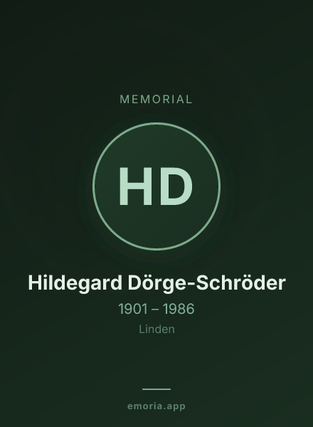 Memorial portrait of Hildegard Dörge-Schröder