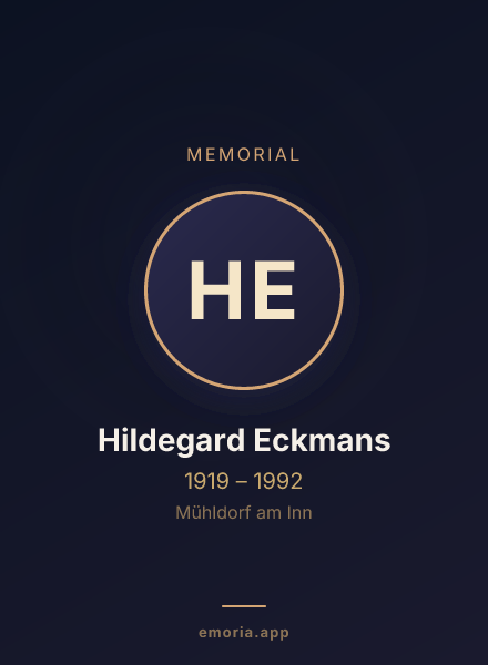 Memorial portrait of Hildegard Eckmans