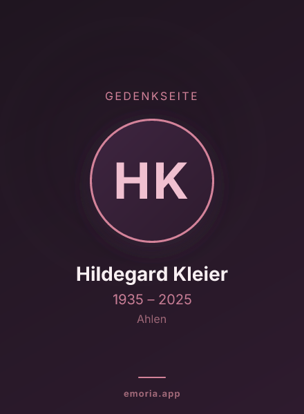 Gedenkportrait von Hildegard Kleier