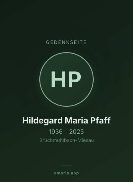 Gedenkportrait von Hildegard Maria Pfaff