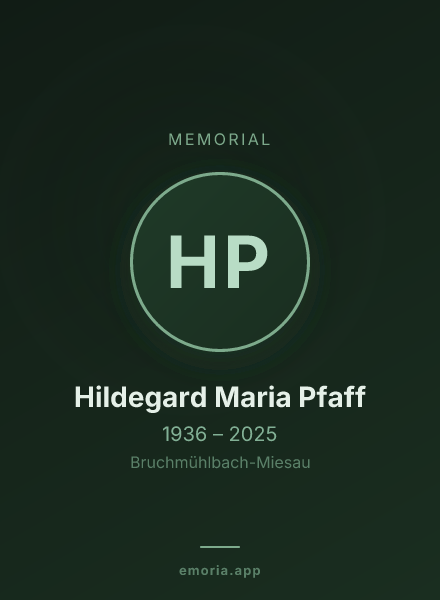 Memorial portrait of Hildegard Maria Pfaff