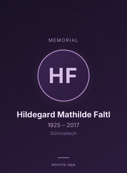 Memorial portrait of Hildegard Mathilde Faltl