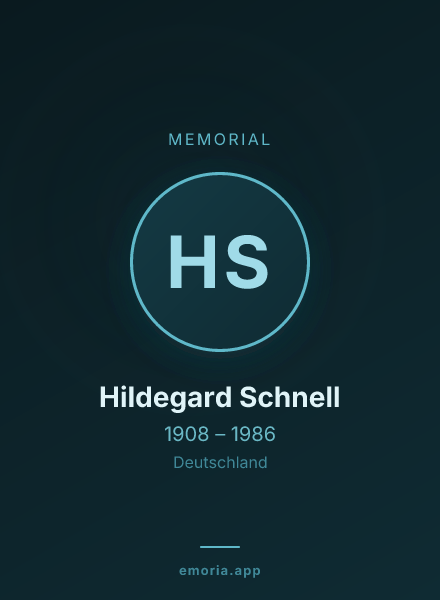 Memorial portrait of Hildegard Schnell