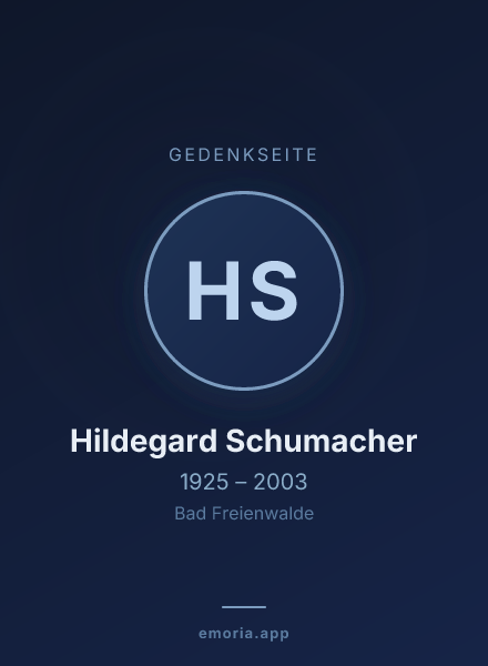 Gedenkportrait von Hildegard Schumacher