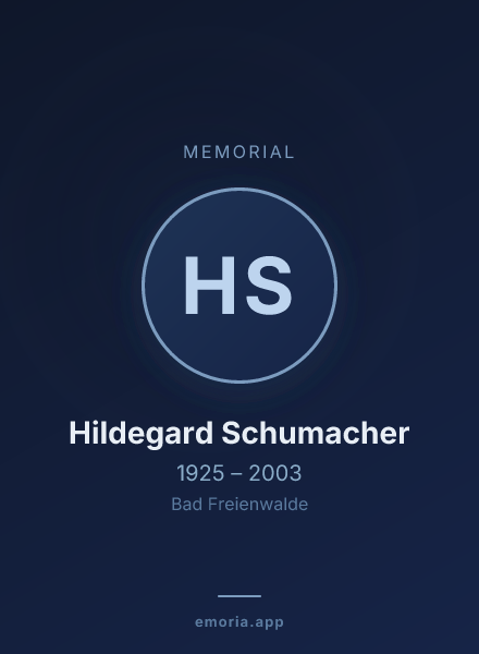 Memorial portrait of Hildegard Schumacher