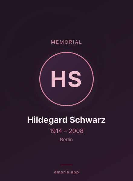 Memorial portrait of Hildegard Schwarz