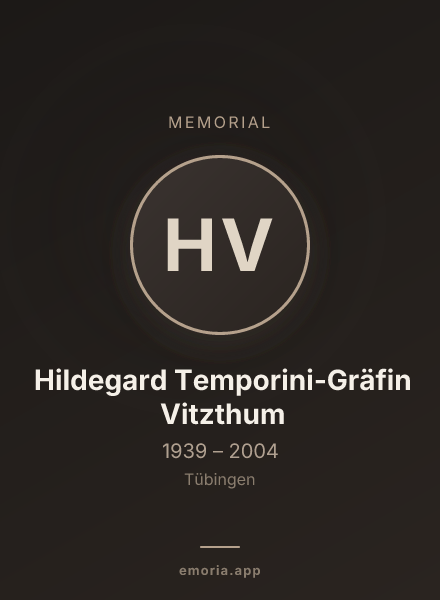Memorial portrait of Hildegard Temporini-Gräfin Vitzthum