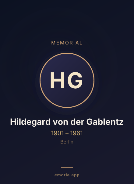 Memorial portrait of Hildegard von der Gablentz