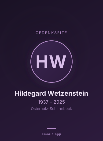 Gedenkportrait von Hildegard Wetzenstein