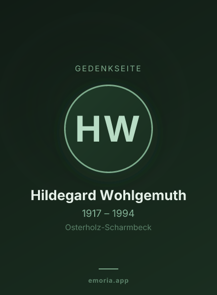 Gedenkportrait von Hildegard Wohlgemuth