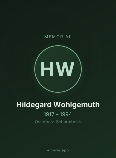 Memorial portrait of Hildegard Wohlgemuth