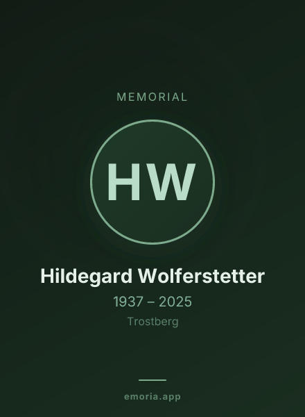 Memorial portrait of Hildegard Wolferstetter