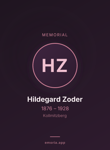 Memorial portrait of Hildegard Zoder