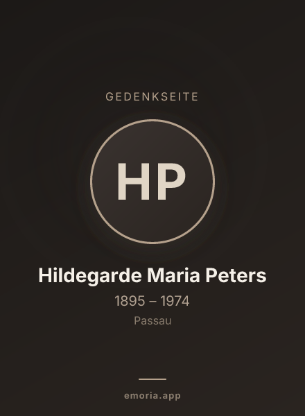 Gedenkportrait von Hildegarde Maria Peters
