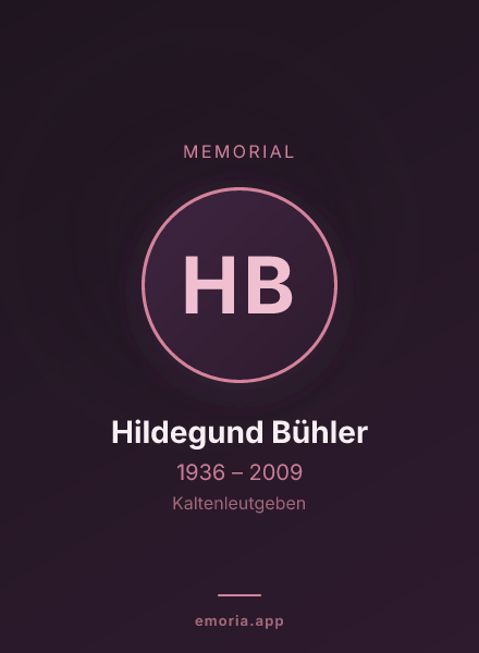 Memorial portrait of Hildegund Bühler