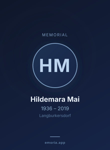 Memorial portrait of Hildemara Mai