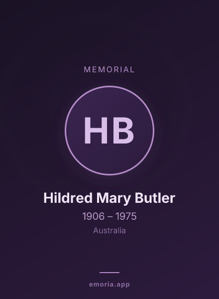 Memorial portrait of Hildred Mary Butler