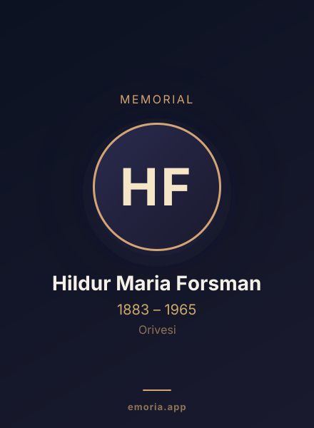 Memorial portrait of Hildur Maria Forsman