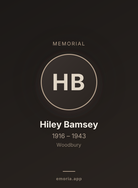 Memorial portrait of Hiley Bamsey